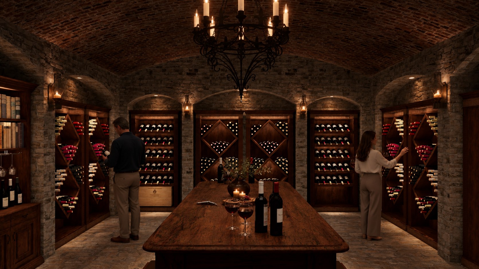 Wine Cellar arched alcoves of wine racks